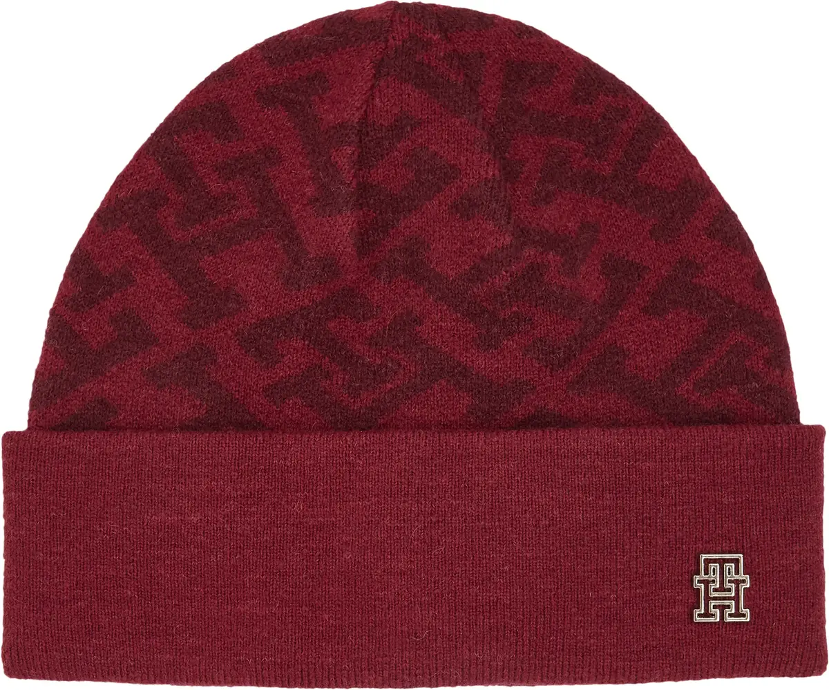 Tommy Hilfiger MONOGRAM ALL OVER BE Kadın Kırmızı Bere