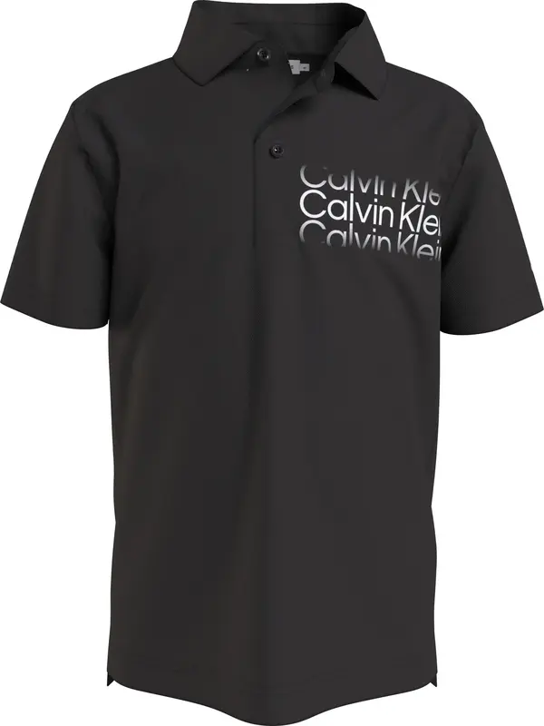 Calvin Klein INST. CUT OFF LOGO P Erkek Siyah Polo T-Shirt