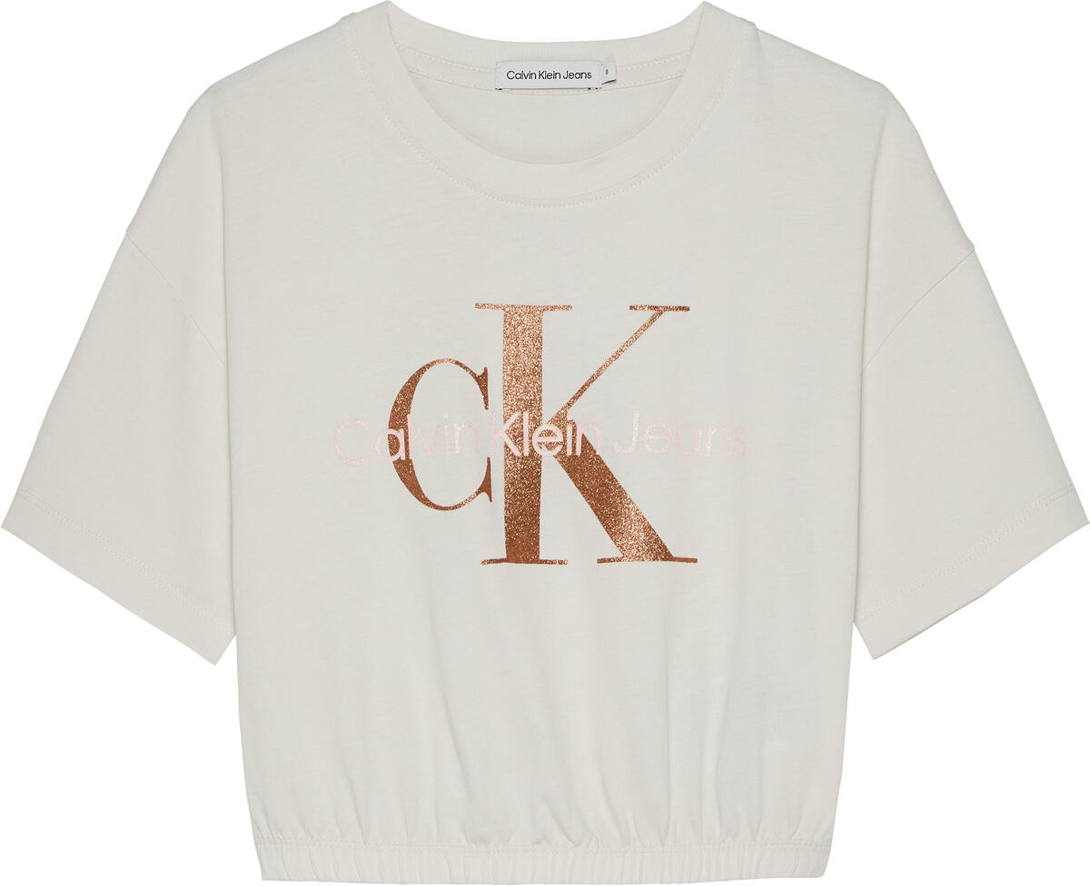 Calvin Klein BRONZE MONOGRAM T-SH Kadın Beyaz T-Shirt