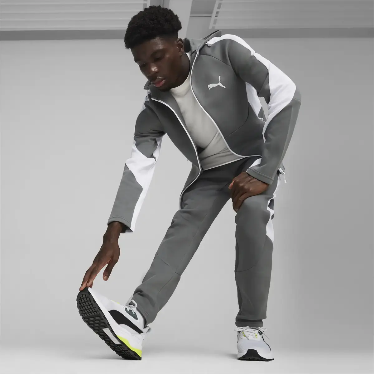 Puma EVOSTRIPE Full-Zip Hoodie DK Gri Erkek Sweatshirt