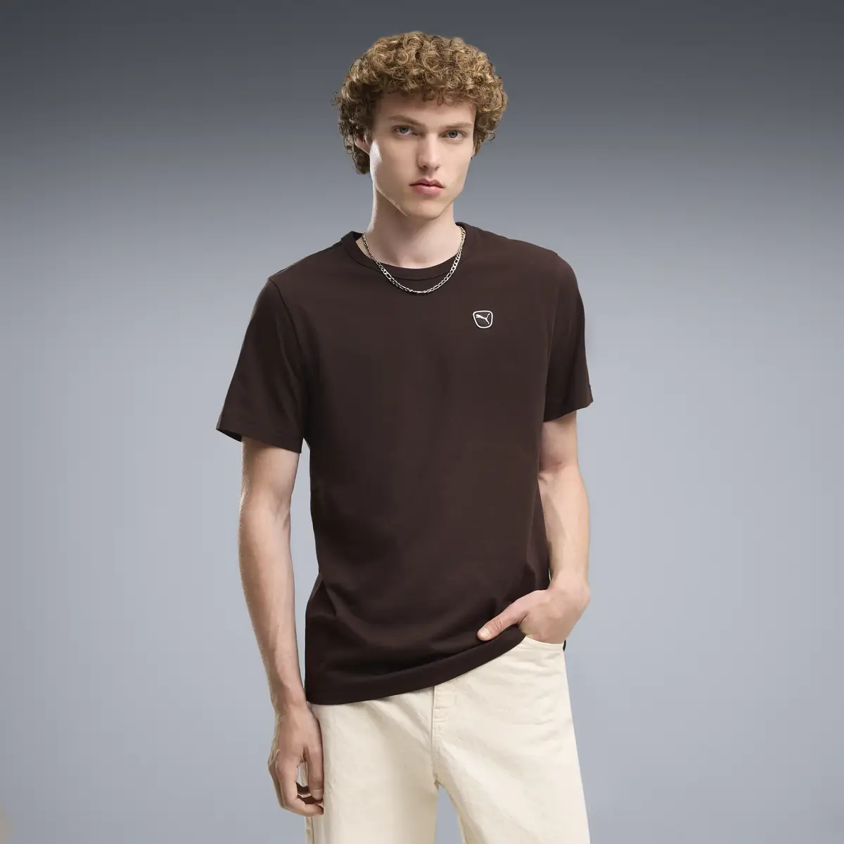 PUMA ESS ELEVATED Tee Kahverengi Erkek T-Shirt