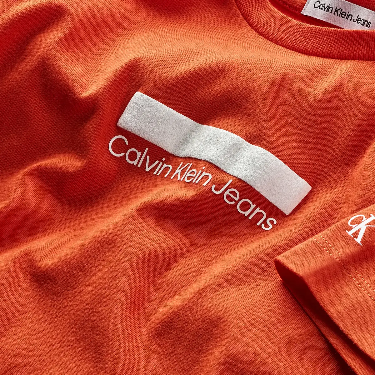 Calvin Klein SMALL BLOCK LOGO T-S Erkek Turuncu T-Shirt
