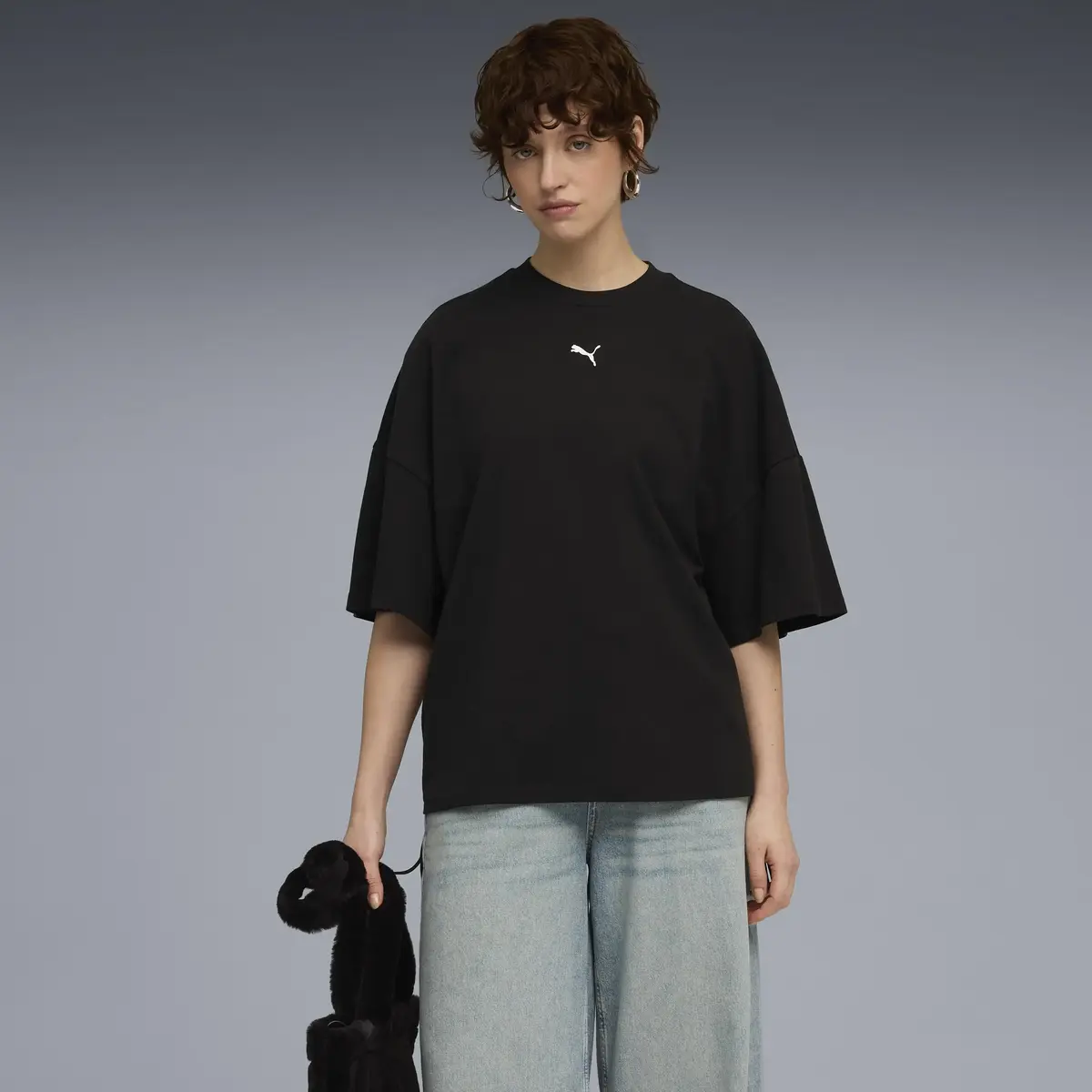 Puma DARE TO Oversized Ruched Tee Siyah Kadın T-Shirt