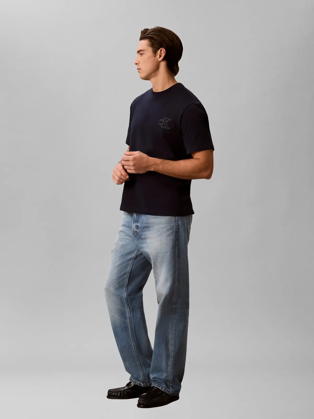 Calvin Klein SS 30S JERSEY EASY M, CEF Siyah Erkek T-Shirt