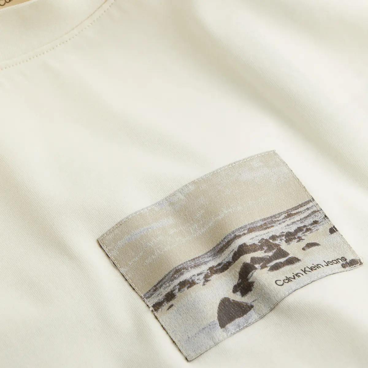 Calvin Klein LENTICULAR SHORELINE Erkek Beyaz T-Shirt
