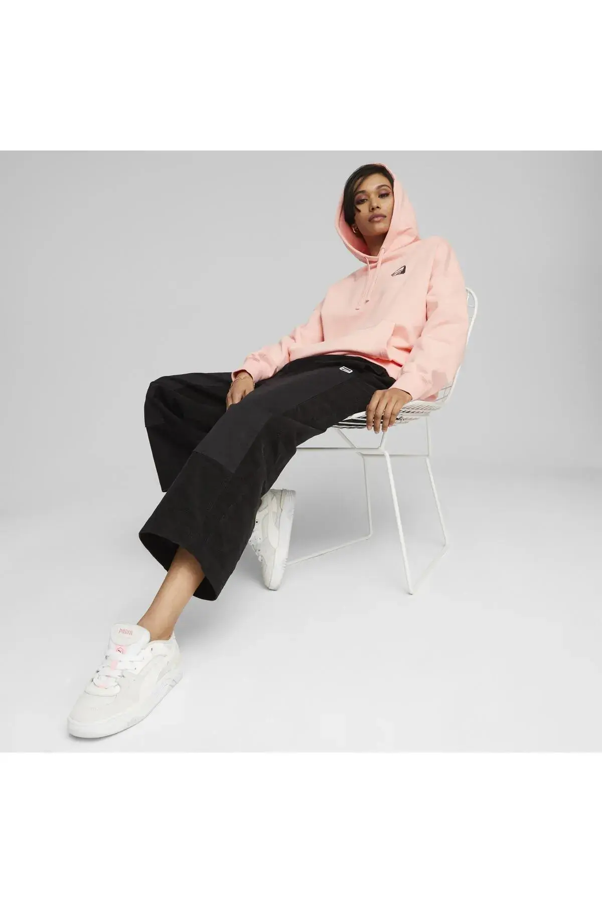Puma DOWNTOWN Oversized Graphic Hoodie TR Bej Kadın Hoodie