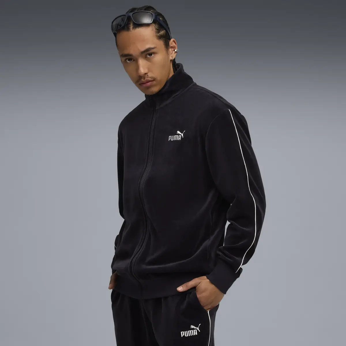 Puma ESS ELEVATED Velour Jacket Siyah Erkek Ceket