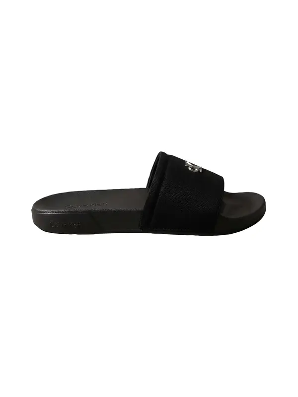 Calvin Klein ESS SLIDE CANVAS HDW Siyah Kanvas Logolu Kadın Terlik