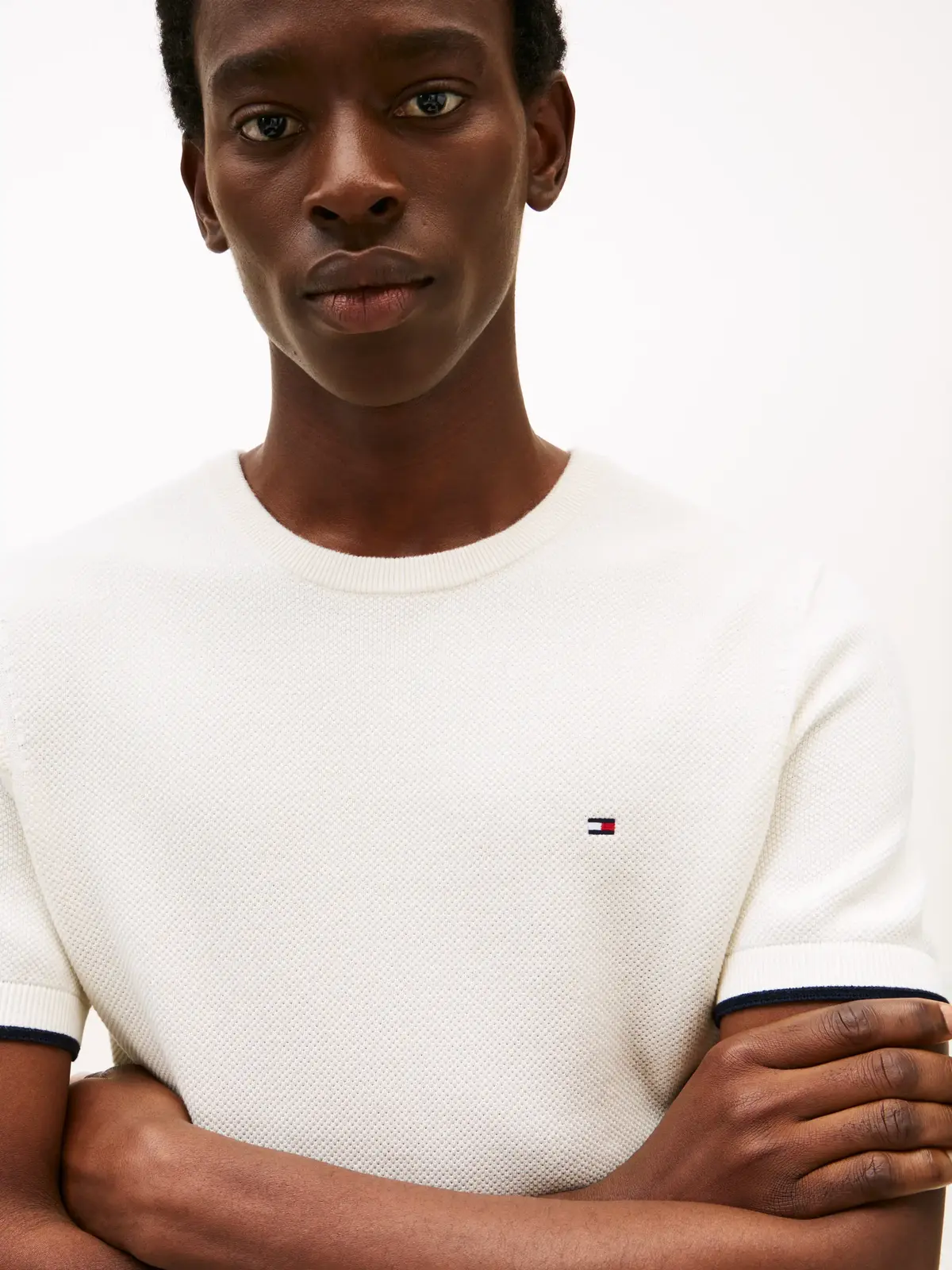 Tommy Hilfiger TIPPED STRUCTURE KNI, Z00 Krem Erkek T-Shirt & Polo