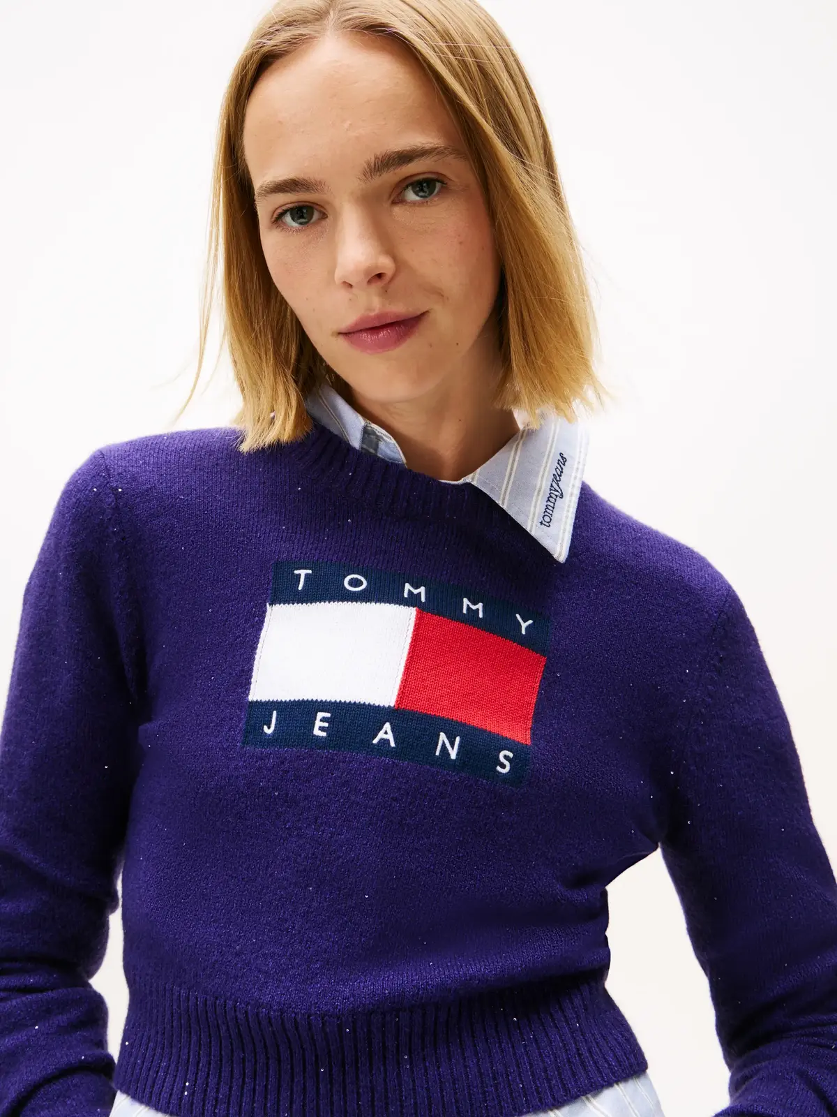 Tommy Hilfiger TJW SPARKLE FLAG SWE, VLY Lacivert Kadın Kazak