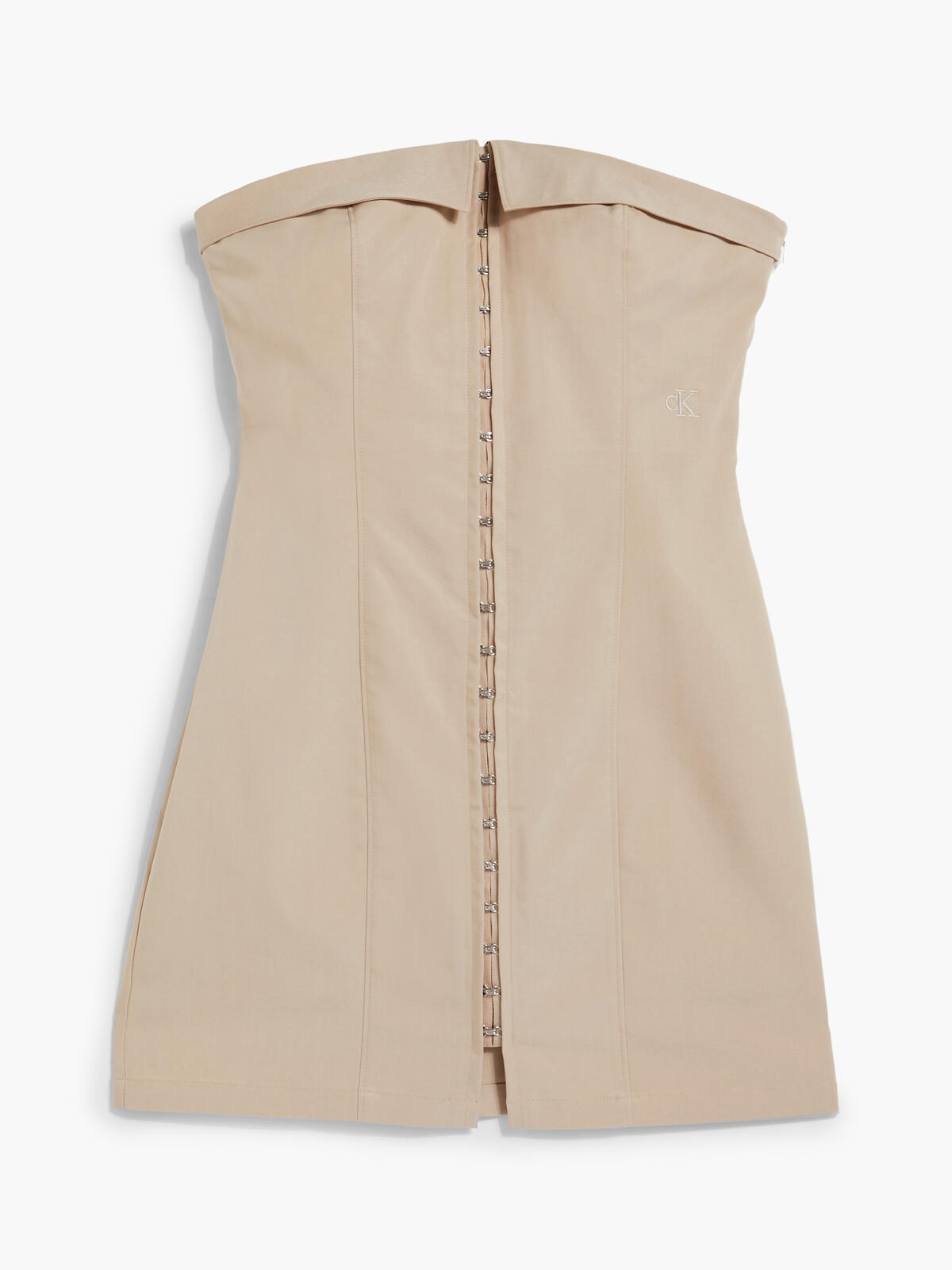 Calvin Klein HOOK & EYE WOVEN BAN Kadın Krem Elbise