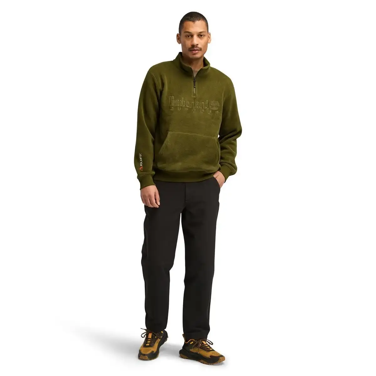 Timberland LINEAR LOGO 1/4 ZIP POLARTEC 200 FLEECE Yeşil Erkek Sweatshirt
