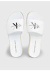 Calvin Klein FLATFORM SANDAL MET, 0F9 Beyaz Kadın Terlik
