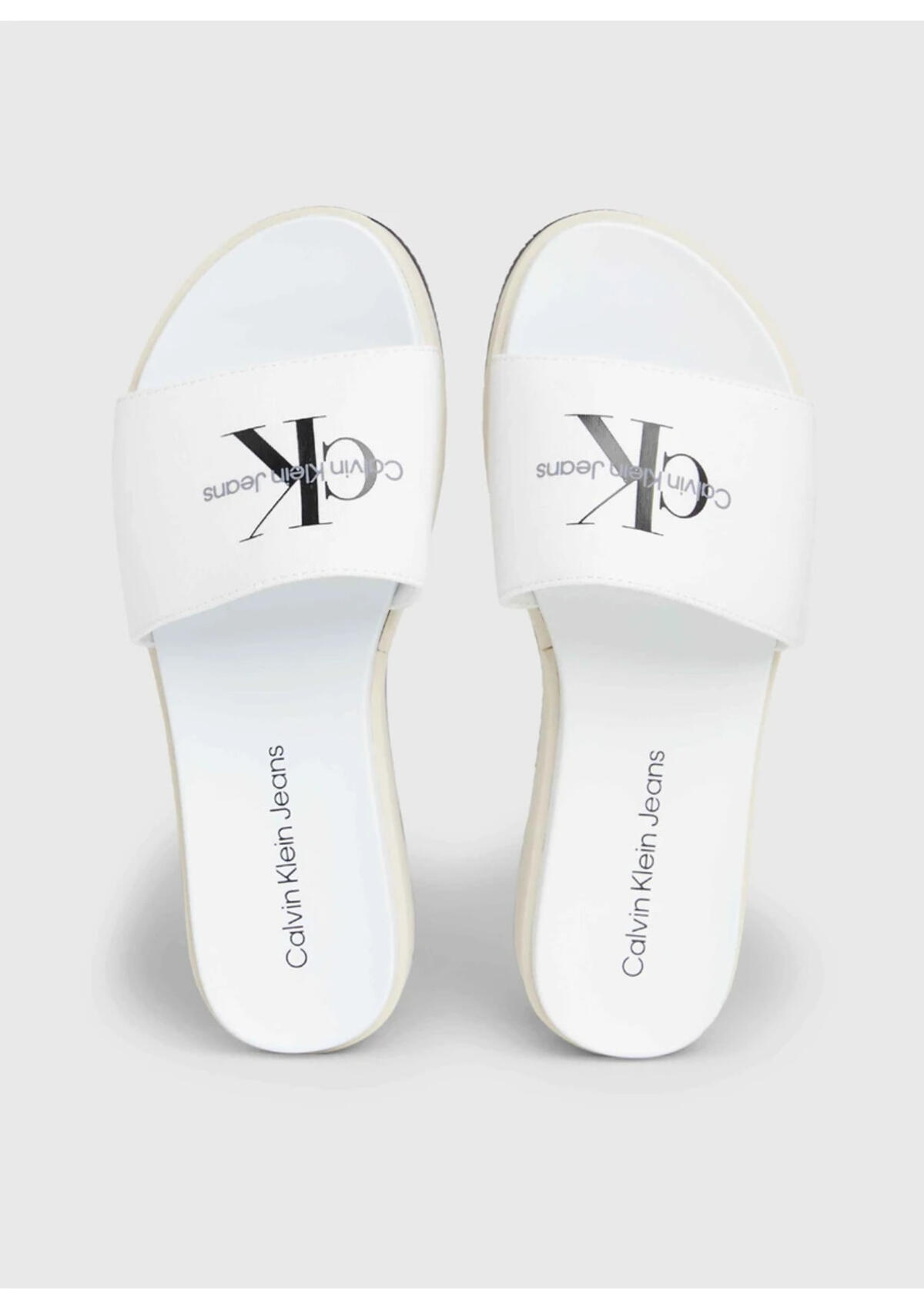 Calvin Klein FLATFORM SANDAL MET, 0F9 Beyaz Kadın Terlik