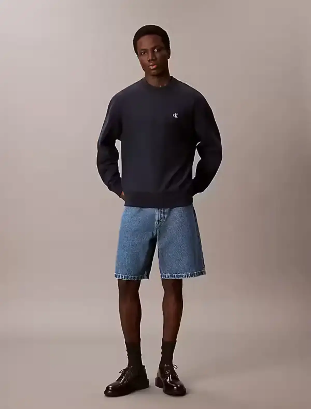 Calvin Klein PREMIUM TERRY MONOGRAM CN SWEATS Mavi Erkek Sweatshirt Calvin Klein PREMIUM TERRY MONOGRAM CN SWEATS Mavi Erkek Sweatshirt