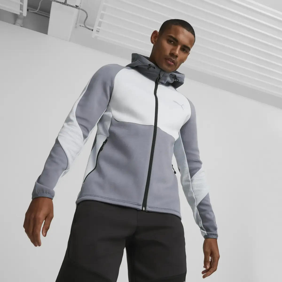 Puma EVOSTRIPE Full-Zip Hoodie DK Gray Tile Erkek/Unisex Hoodie