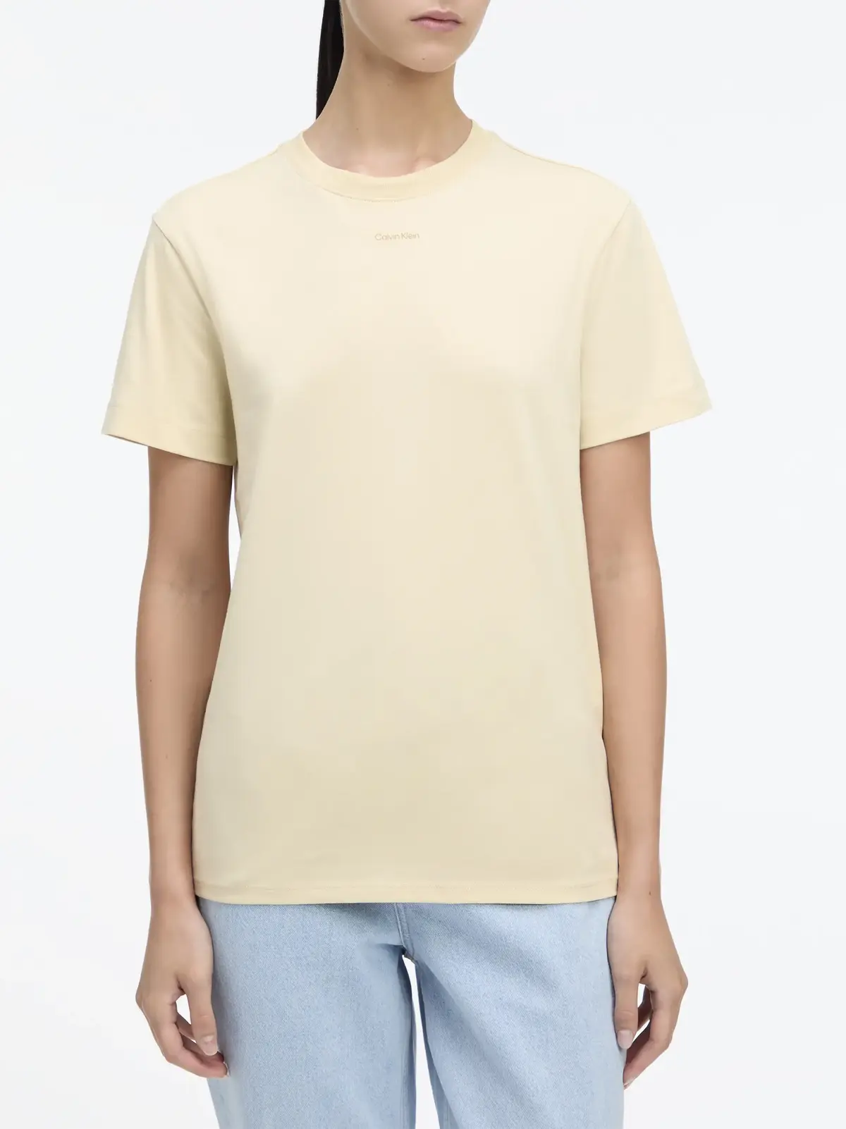Calvin Klein NANO LOGO REGULAR T-, PCH Bej Kadın T-Shirt & Polo
