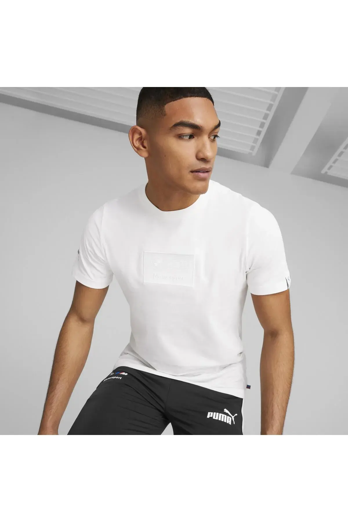Puma BMW MMS Logo Tee + Beyaz Erkek T-Shirt