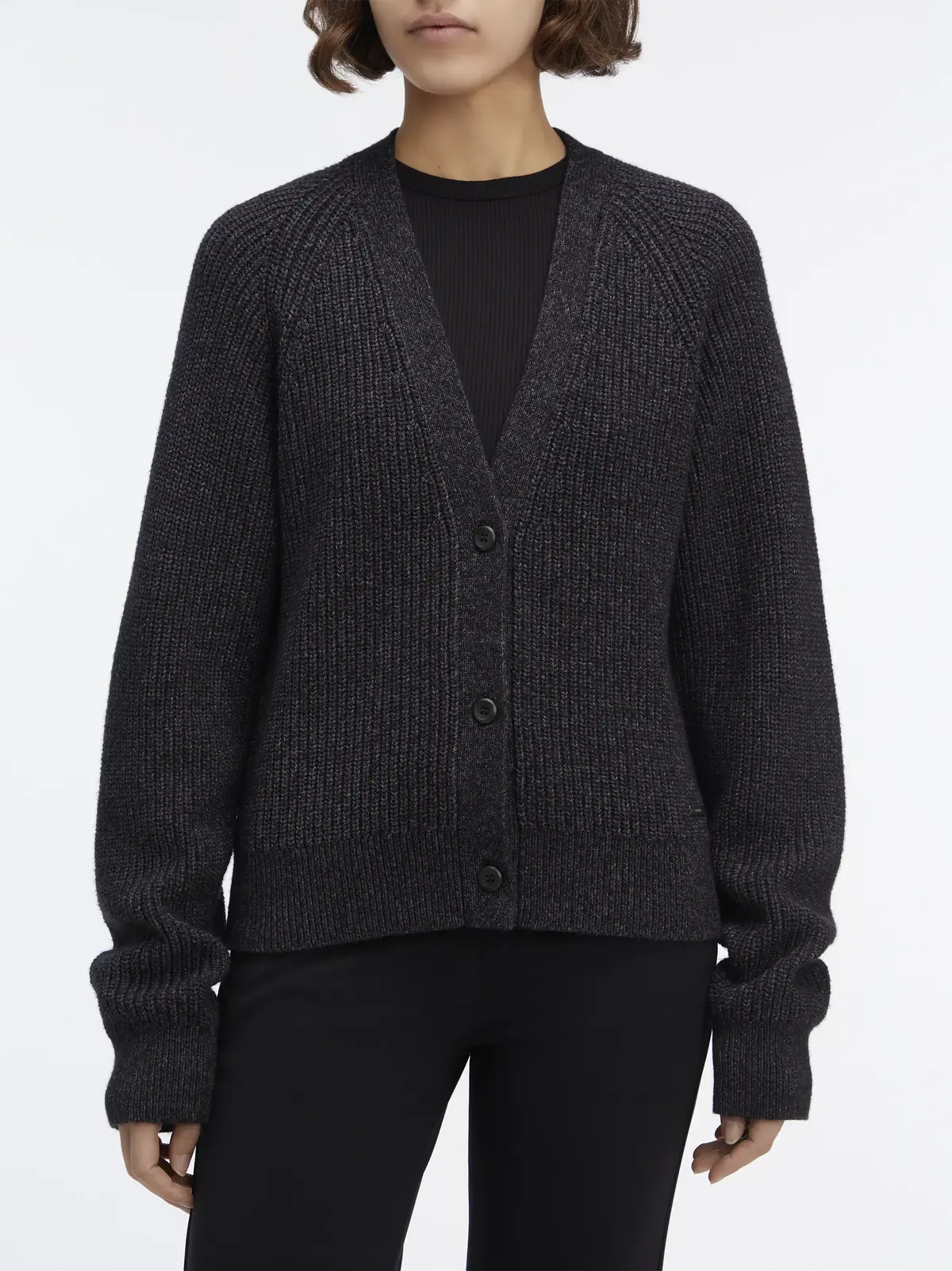 Calvin Klein MOULINE RIB RELAXED, 0GL Gri Kadın T-Shirt & Polo