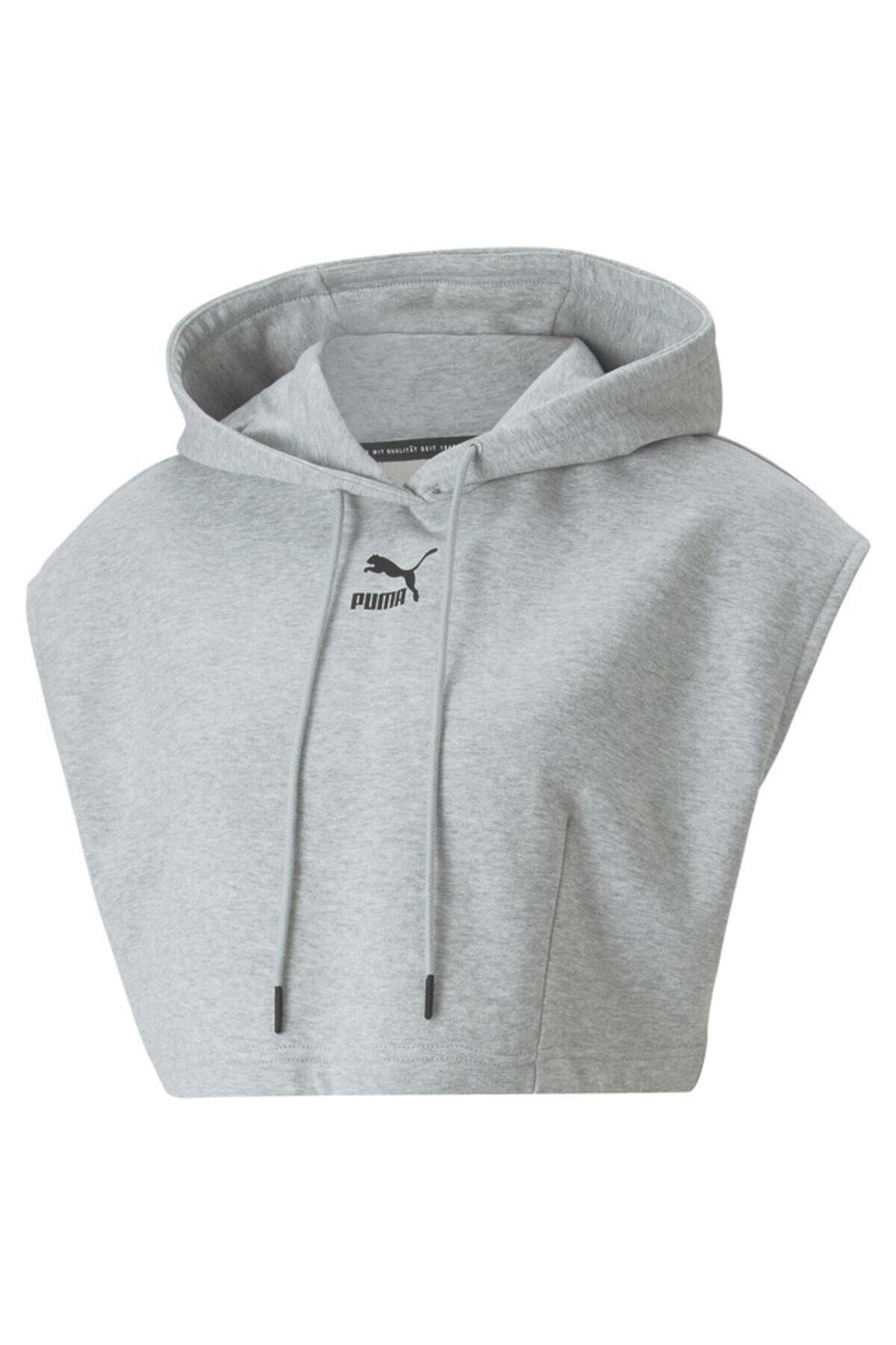 Puma Dare To Hooded Cropped Vest Gri Kadın Hoodie