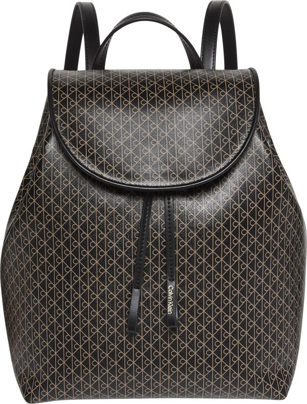 Calvin Klein EMBLEM AOP FLAP BACKPACK Siyah Kadın Sırt Çanta