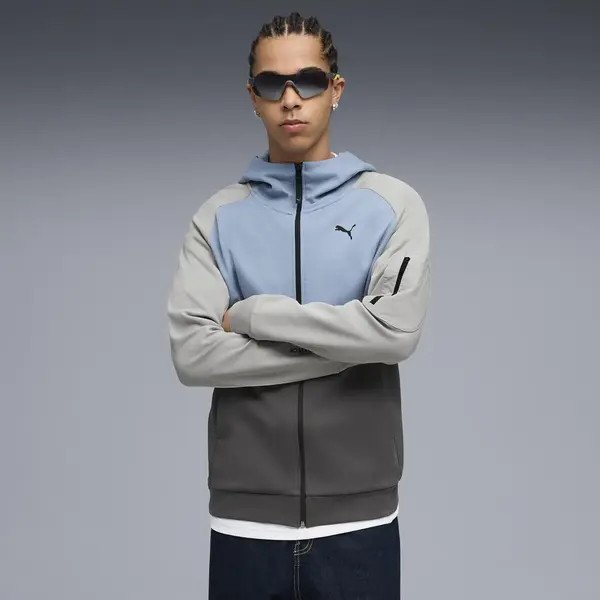 Puma PUMATECH FZ Hoodie Mavi Erkek Fermuarlı Üst