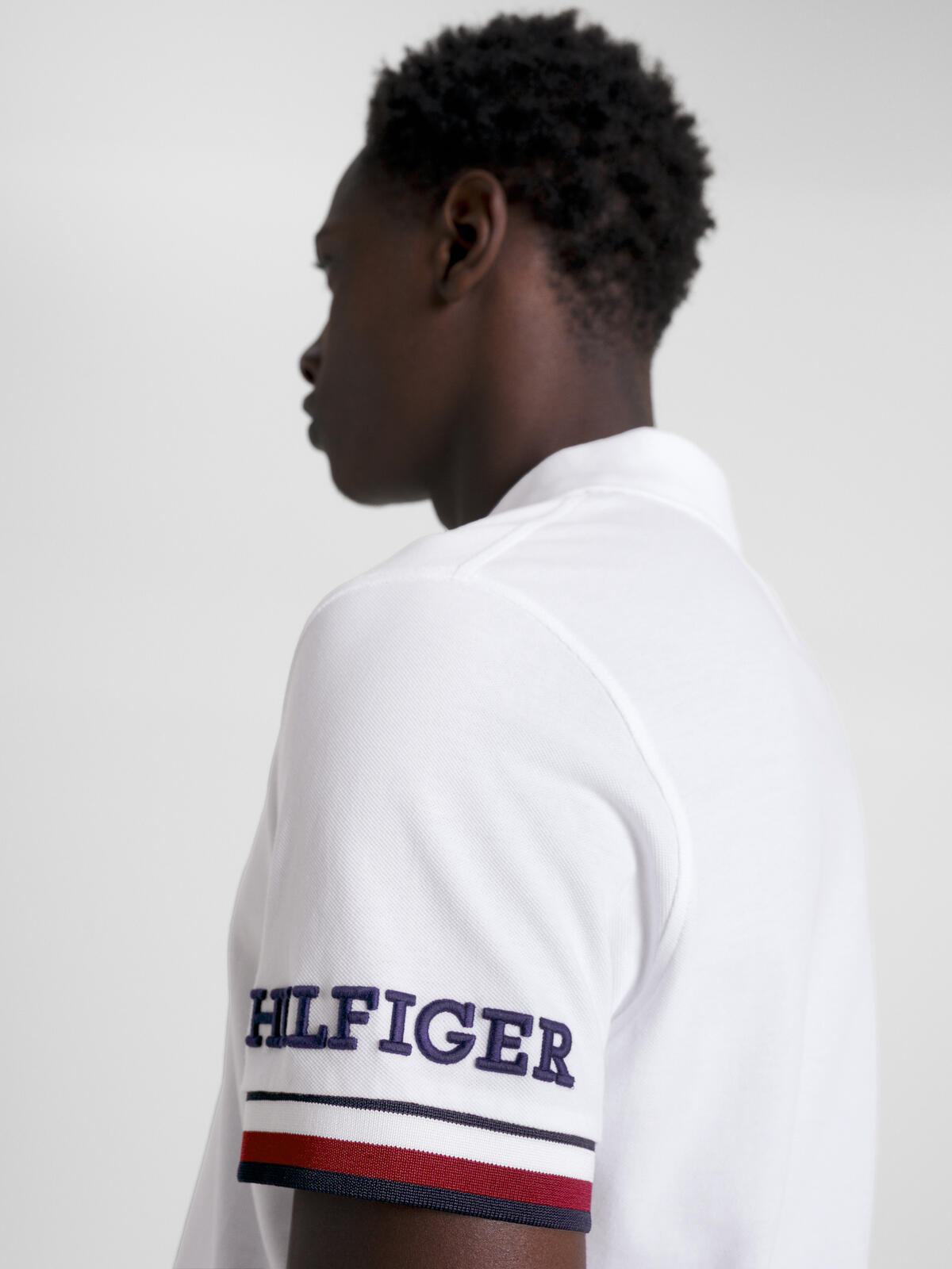 Tommy Hilfiger MONOTYPE GS CUFF SLI Erkek Beyaz Polo T-Shirt