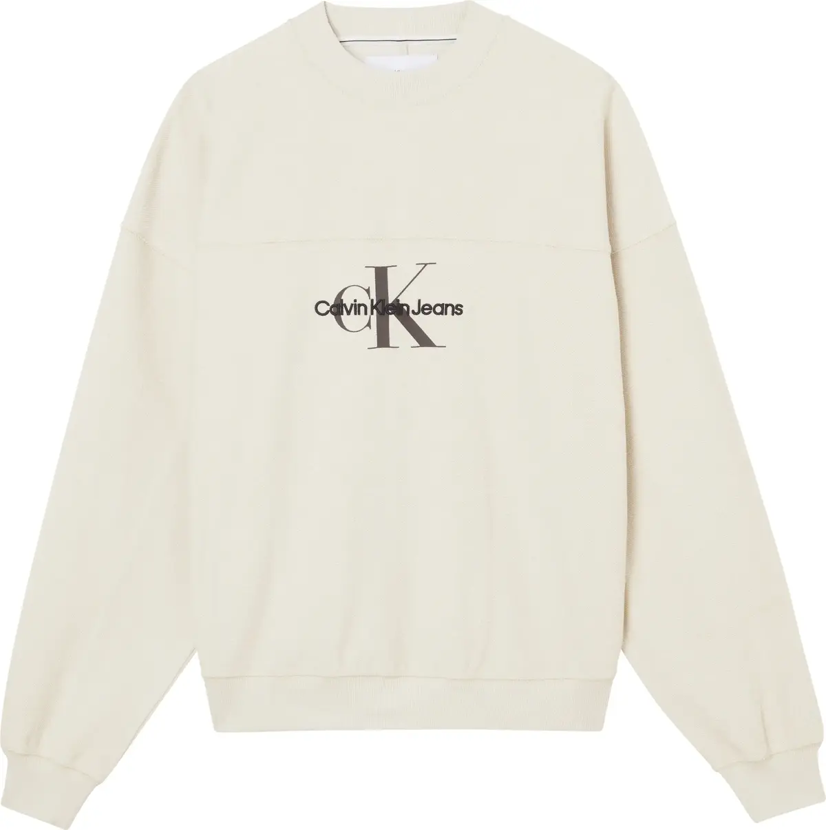Calvin Klein MONOLOGO TEXTURED CR Erkek Krem Sweatshirt