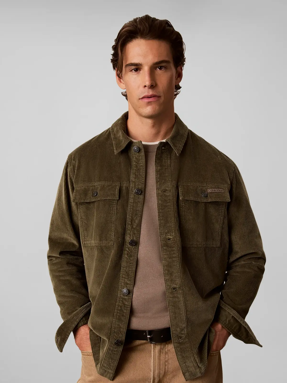 Calvin Klein LS CORDUROY EASY OVE, LI1 Yeşil Erkek Ceket