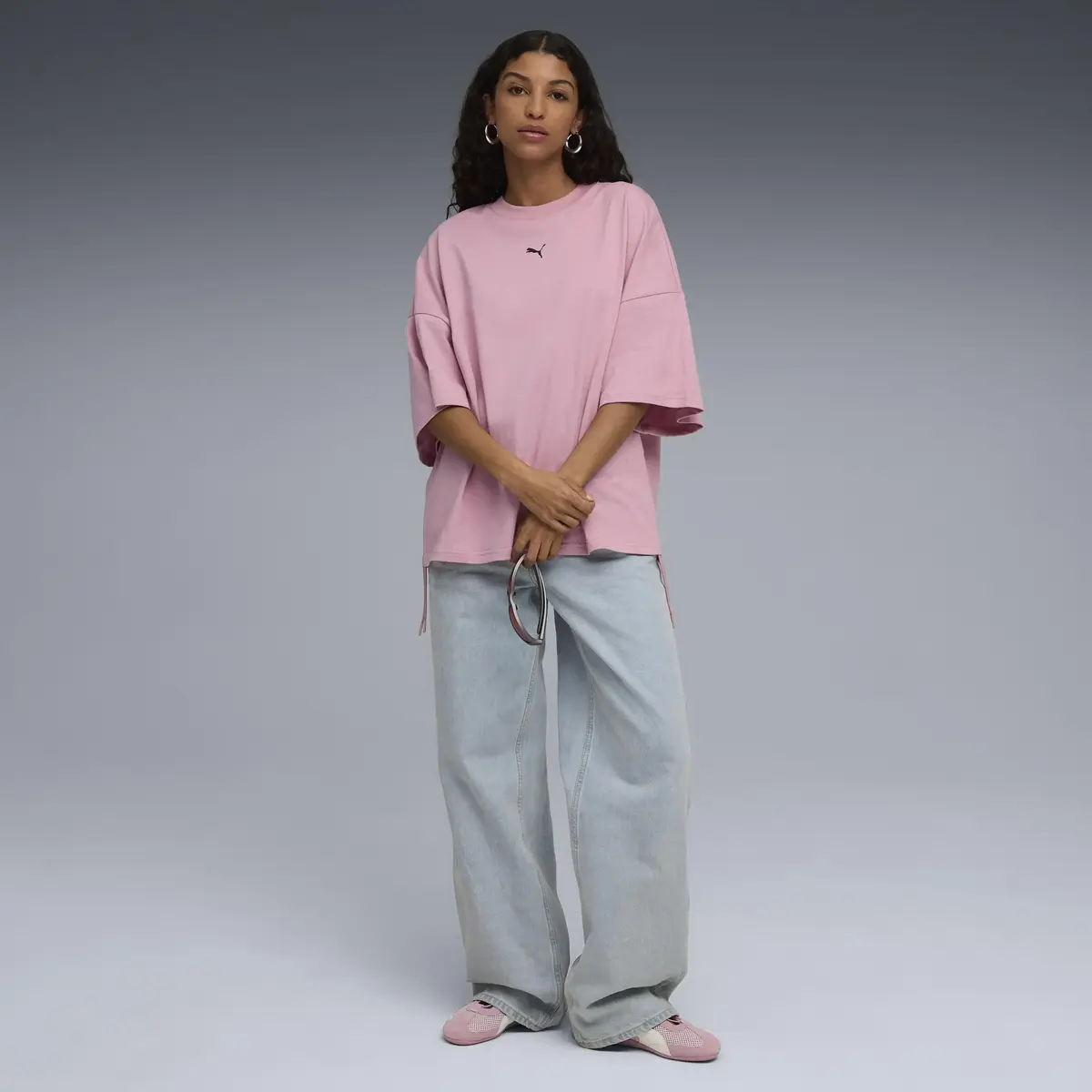 Puma DARE TO Oversized Ruched Tee Pembe Kadın T-Shirt