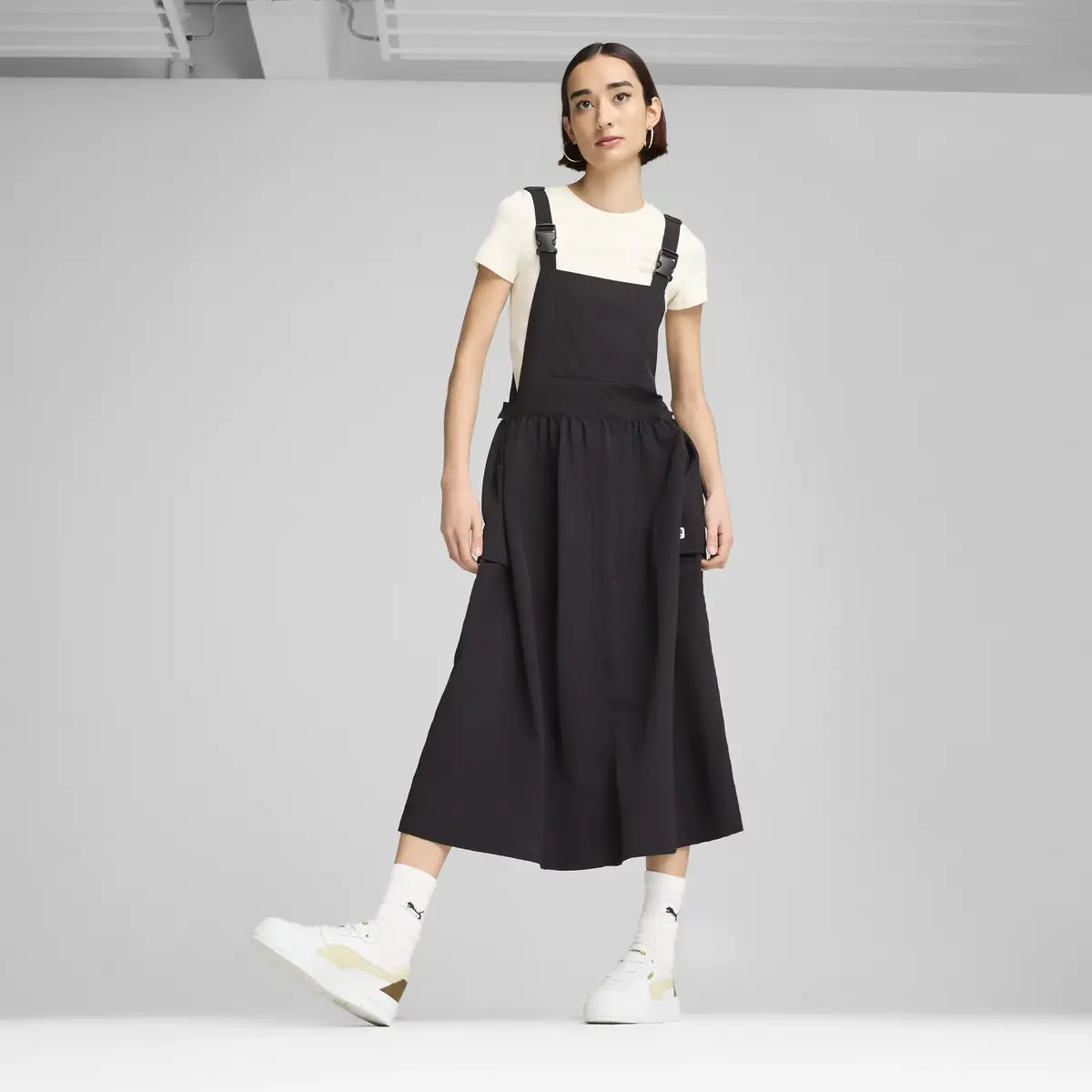 Puma DOWNTOWN Dungaree Dress Siyah Kadın Elbise-Etek