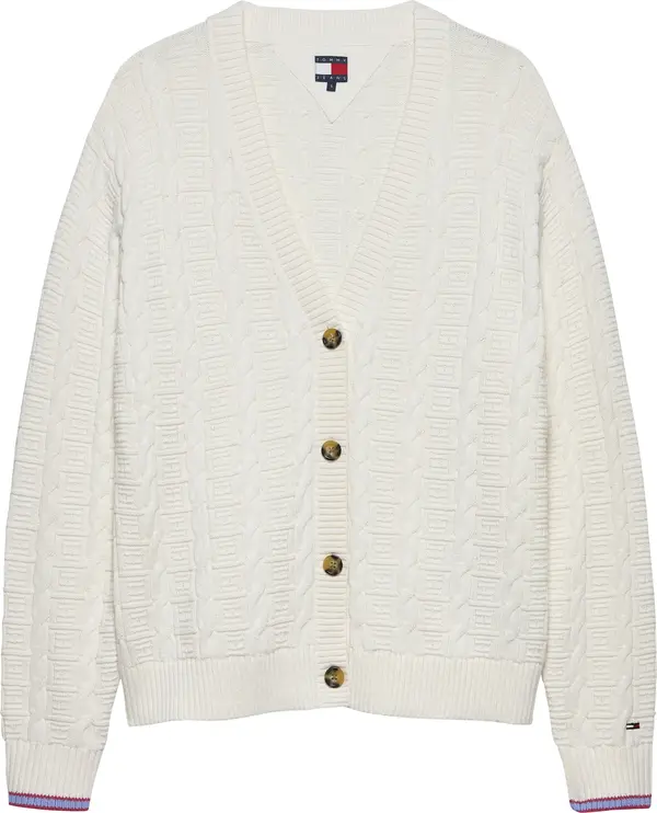 Tommy Hilfiger TJW CABLE CARDIGAN, YBH Krem Kadın Kazak