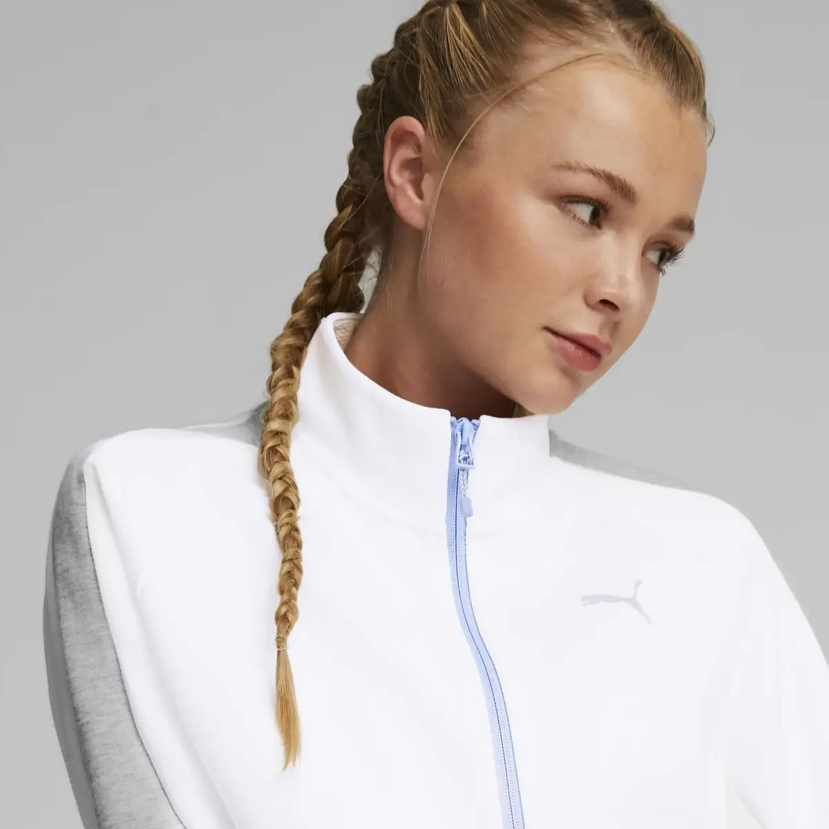 Puma EVOSTRIPE Half-Zip Crew PUMA White Beyaz Kadın Yarım Fermuarlı Sweatshirt