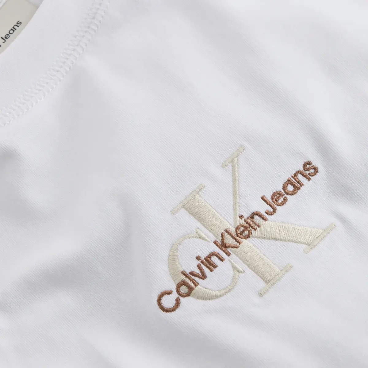 Calvin Klein MONOLOGO TEE, YAF Beyaz Erkek T-Shirt & Polo