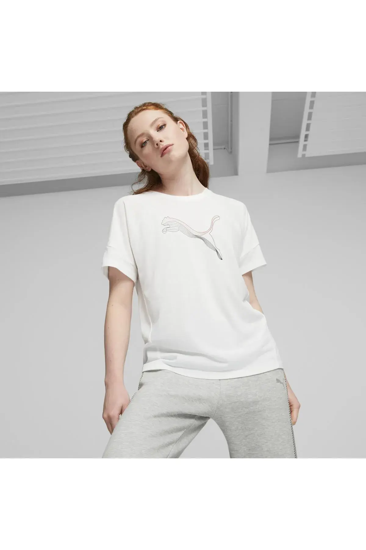 Puma EVOSTRIPE Tee Beyaz Kadın T-Shirt