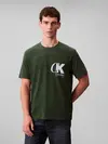 Calvin Klein SS 20S EU CK OVERLAP Yeşil Erkek Tişört
