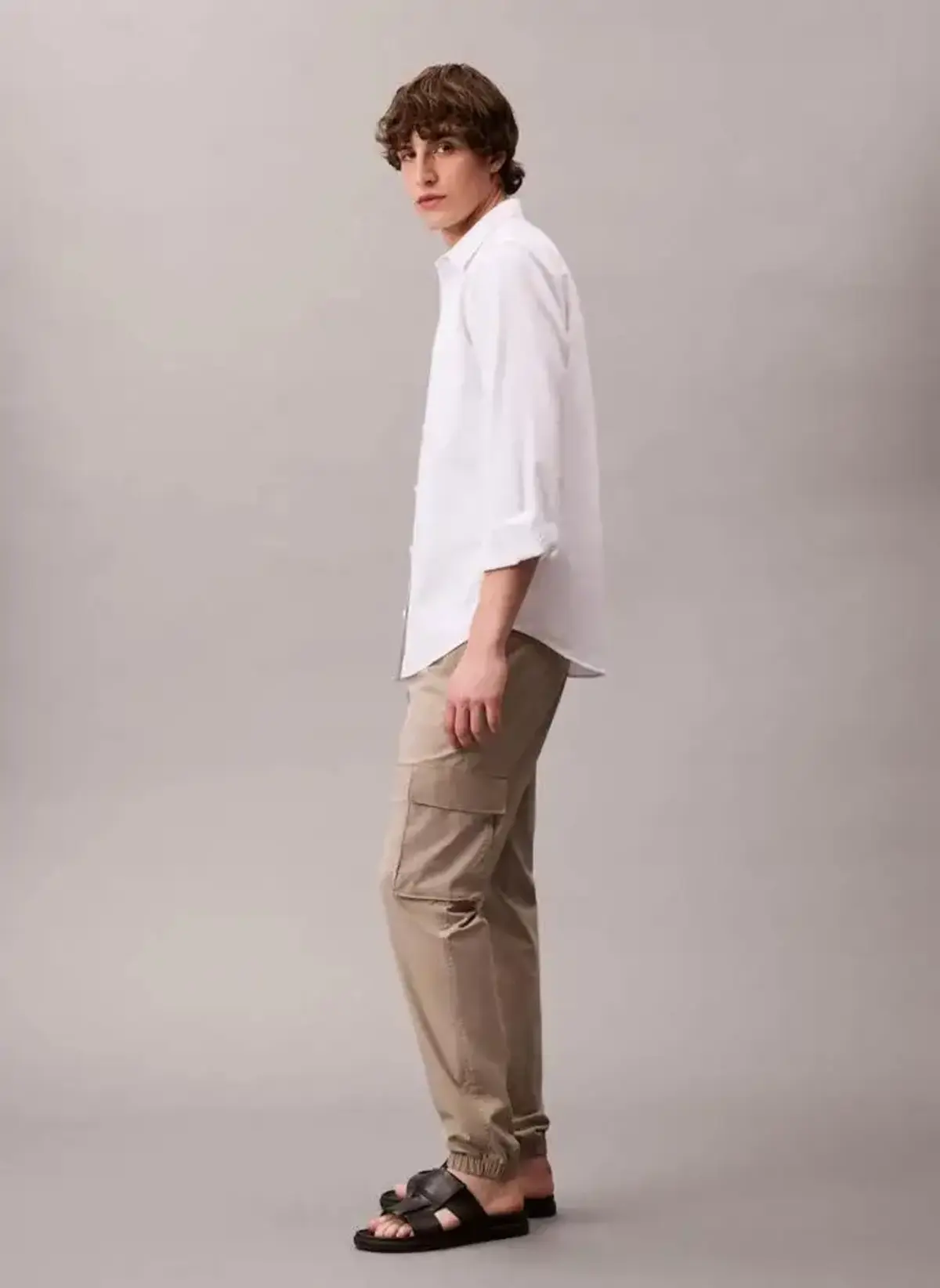 Calvin Klein SKNNY ELSTC RPSTP CR Bej Erkek Pantolon