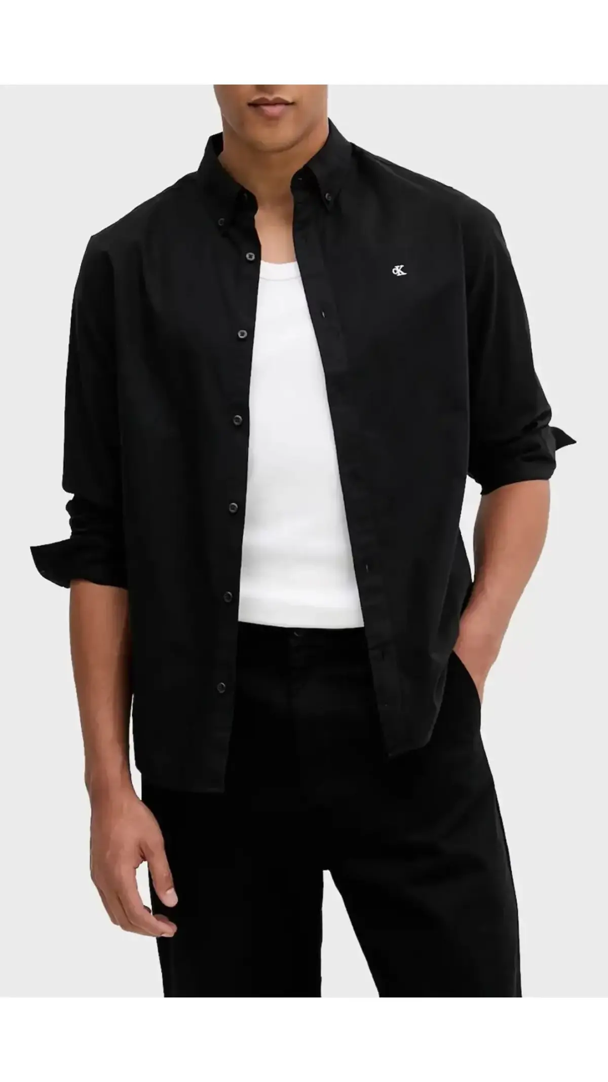 Calvin Klein LS SOLID OXFORD CLASSIC SHIRT Siyah Erkek Tişört