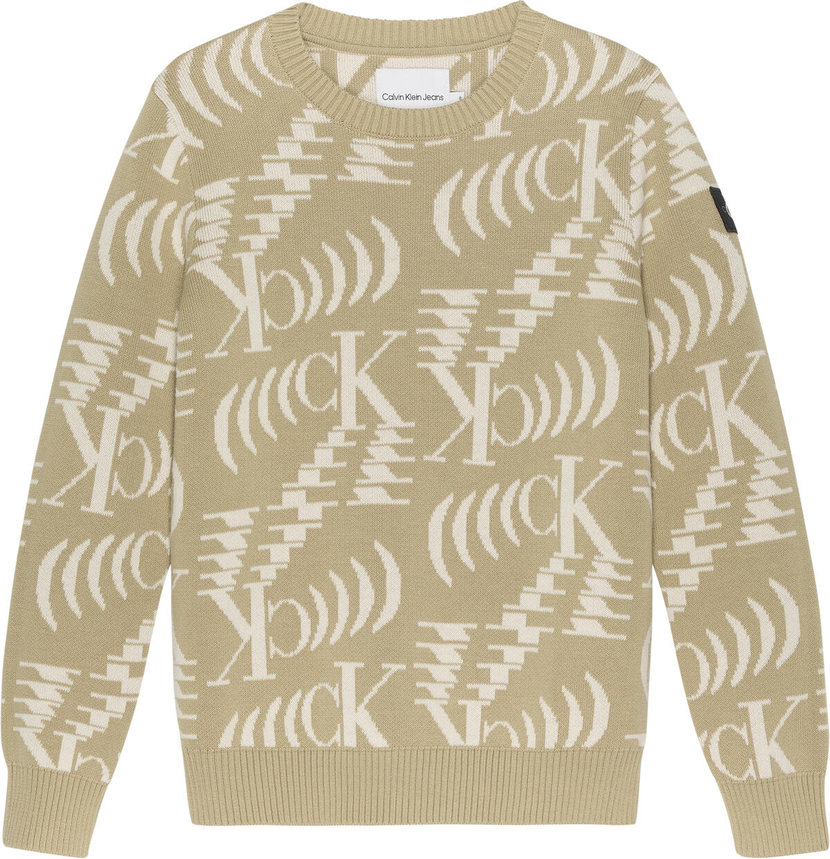 Calvin Klein GLITCHED MONOGRAM A Erkek Bej Kazak