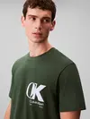 Calvin Klein SS 20S EU CK OVERLAP Yeşil Erkek Tişört