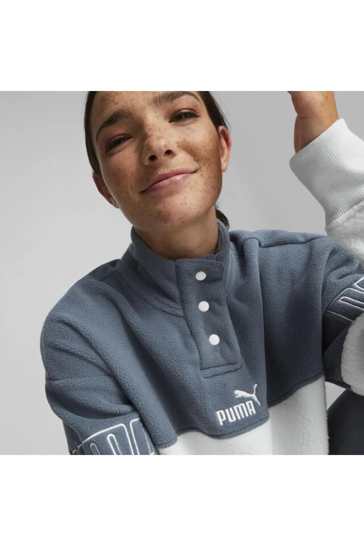 Puma Power Winterized Half-Placket Crew Lacivert Kadın Polar Sweatshirt