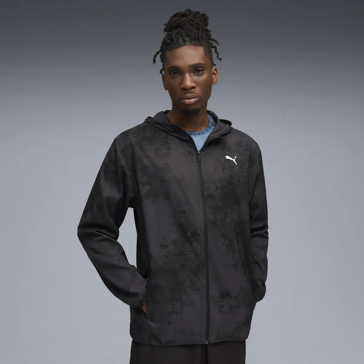 Puma M TAD ESS AOP Woven Jacket Siyah Erkek Fermuarlı Üst