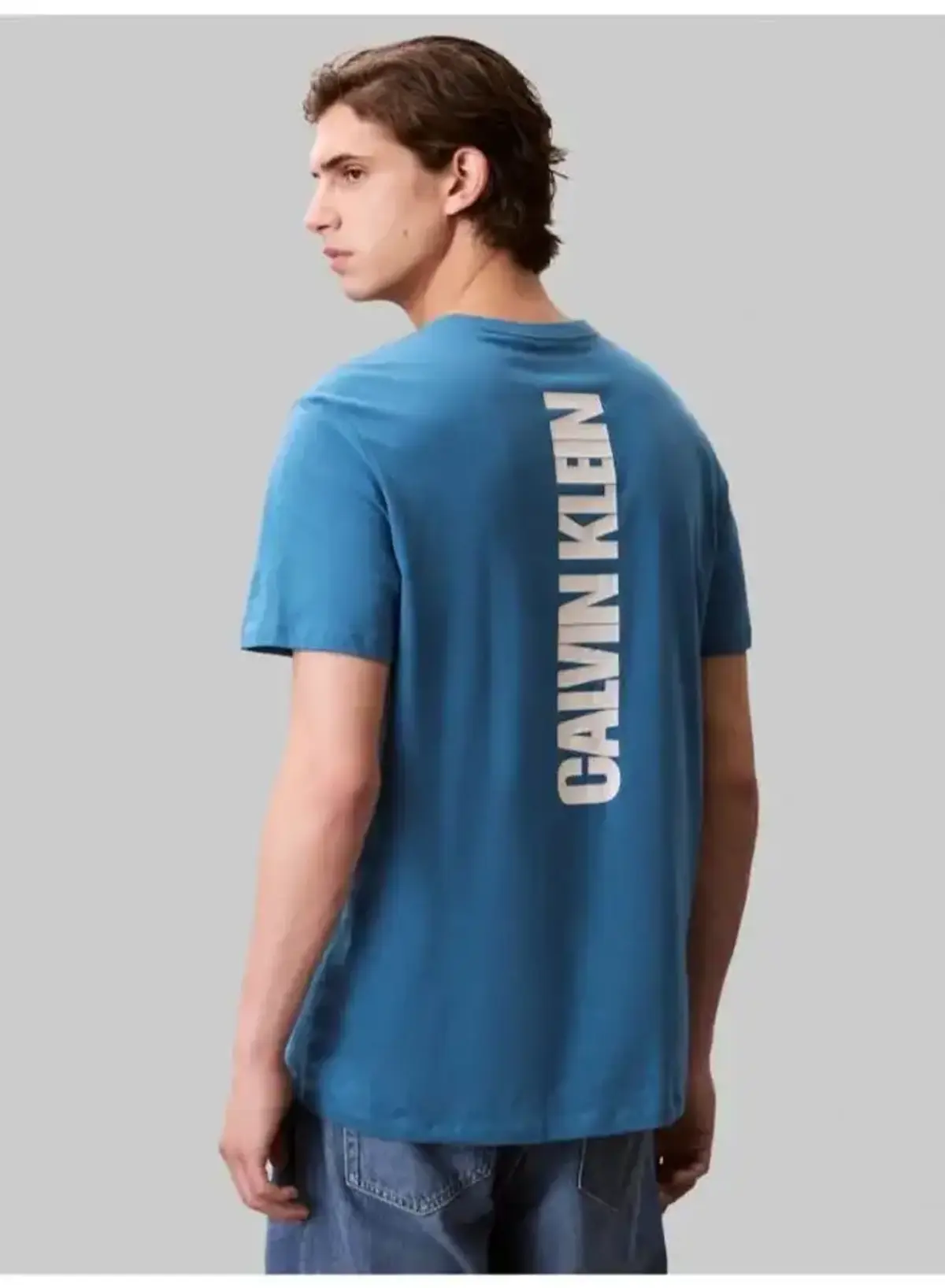 Calvin Klein SS 30s EU WORD STRETCH GRAPHIC T Mavi Erkek Tişört