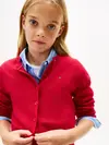 Tommy Hilfiger Sequin Rib-Knit Slim Cardigan Kırmızı Kız Çocuk Hırka