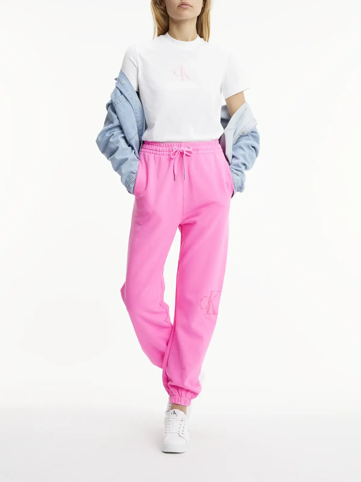 Calvin Klein ACID WASH CK JOG PAN Kadın Pembe Eşofman Altı