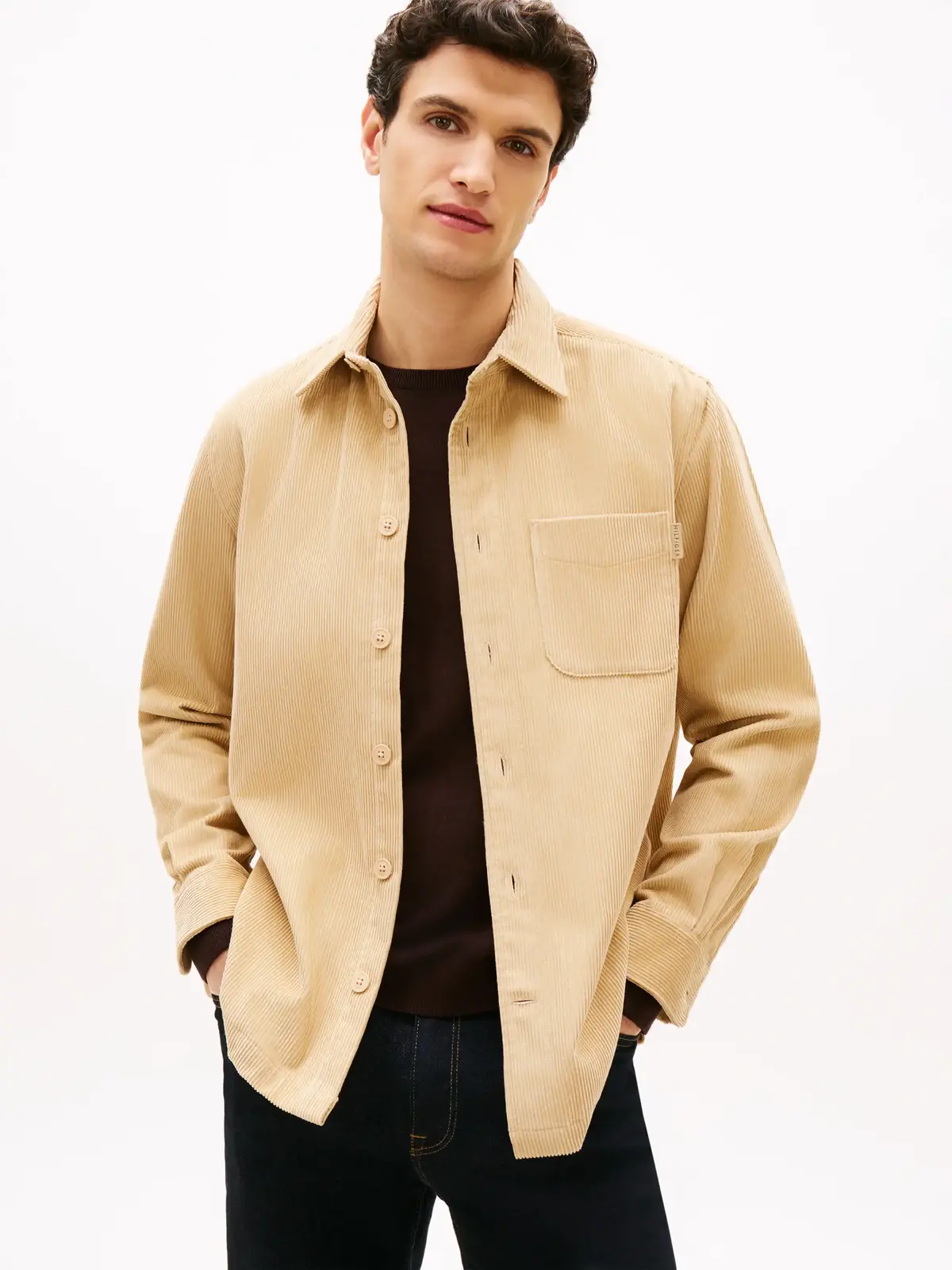Tommy Hilfiger CORDUROY RLX OVERSHI, AB9 Bej Erkek Gömlek