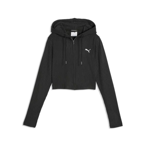 PUMA ESS Ribbed Hoodie Siyah Kadın Sweatshirt