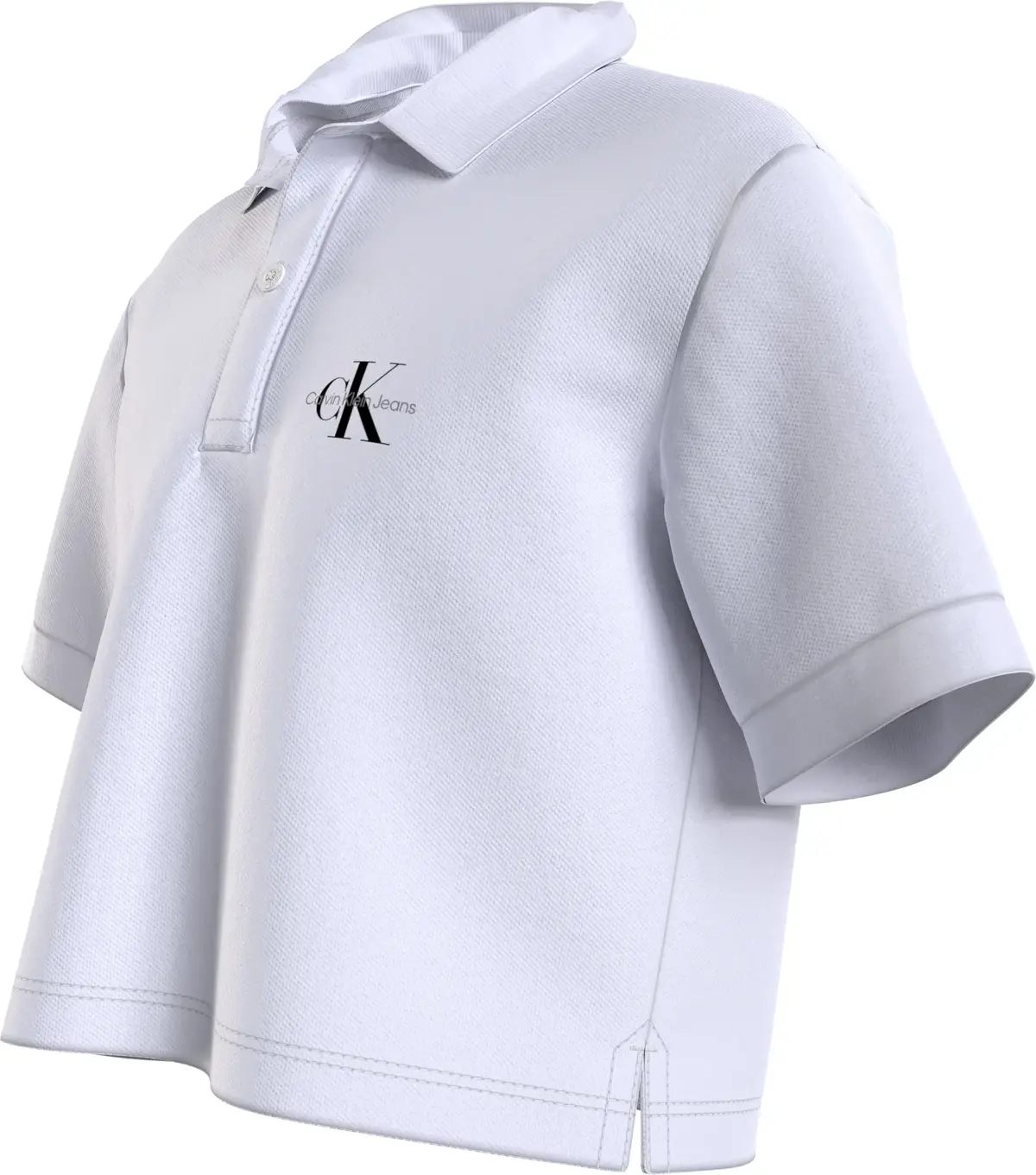 Calvin Klein MONOGRAM PIQUE POLO Kadın Beyaz T-Shirt