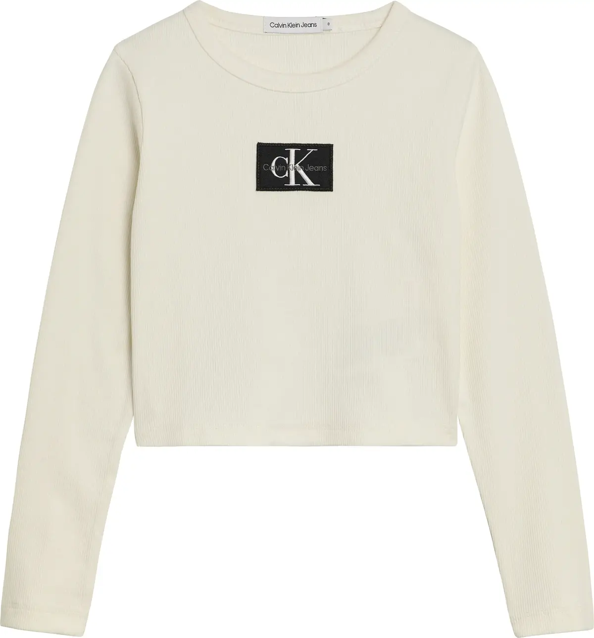 Calvin Klein MONOGRAM BADGE RIB L Kadın Krem T-Shirt
