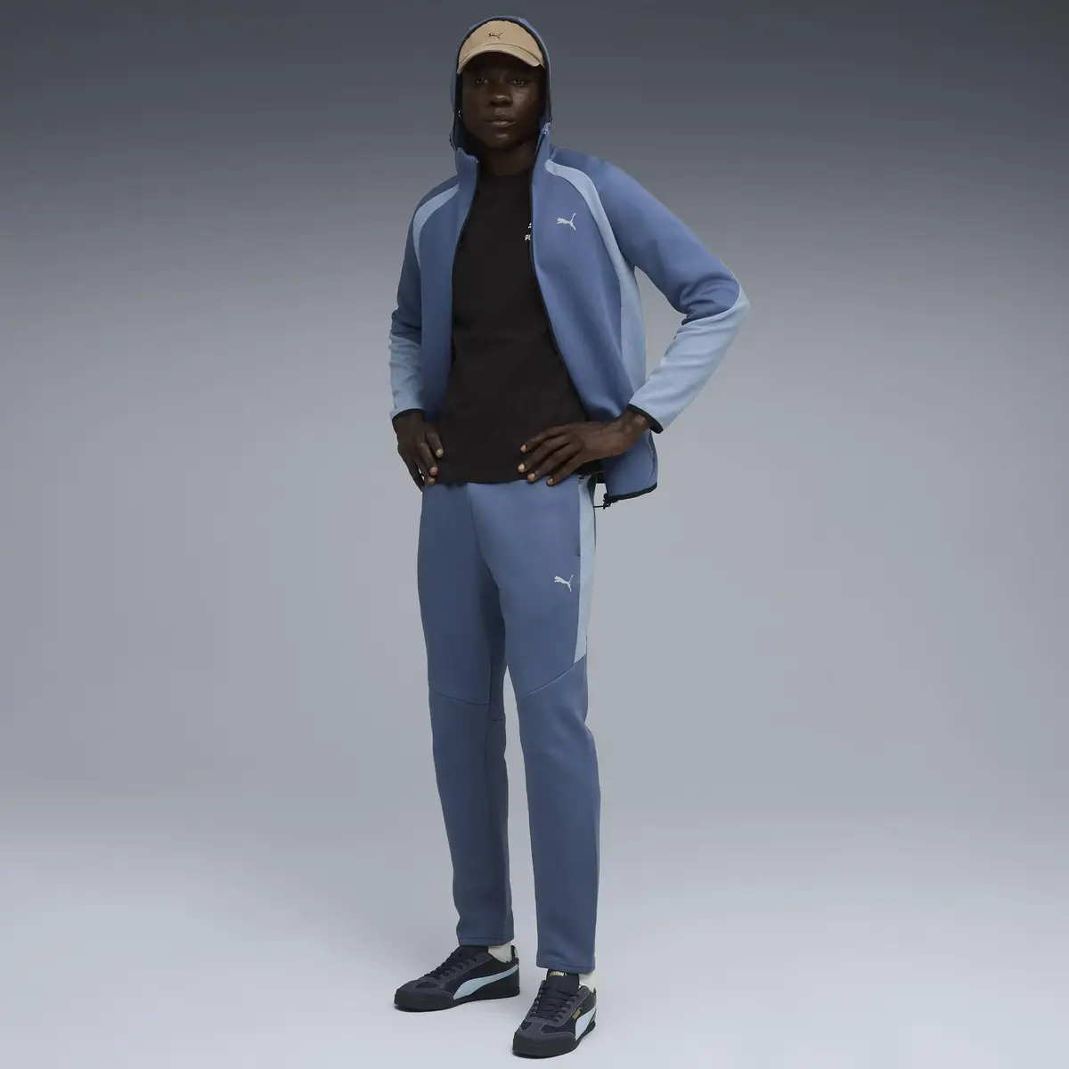 Puma EVOSTRIPE FZ Hoodie DK Mavi Erkek Fermuarlı Üst